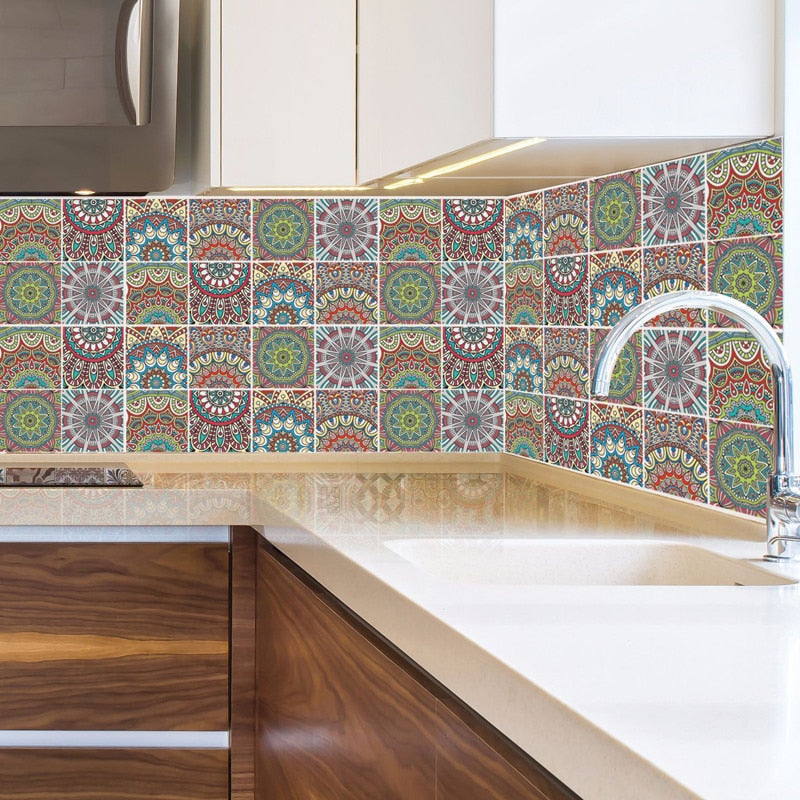 Premium Mosaic Self Adhesive Wallpaper Sticker, PVC 2D Waterproof Oilproof Ceramic Tiles Stickers Toilet Tile Wall Paper Wall Tiles 8"x8" (6 Sheets)  JM710 Floor /tile Stickers