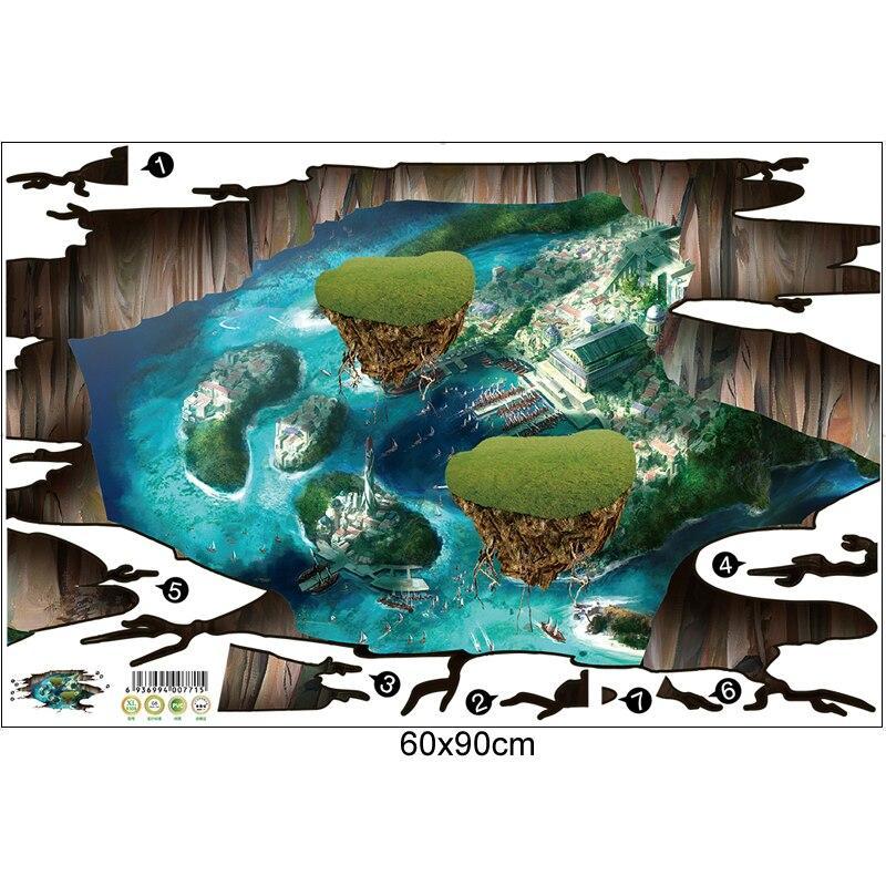 XL8308 3D Symphony Island Wall Stickers For Kids Rooms Bedroom Living Room Ceiling Floor Home Decor Children Wall Decals 3D Sticker