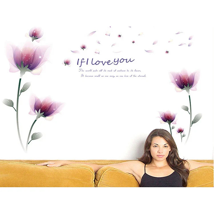 SAMHEZ SK9027 Purple Blink Flower Wall Sticker [60 x 90 cm]