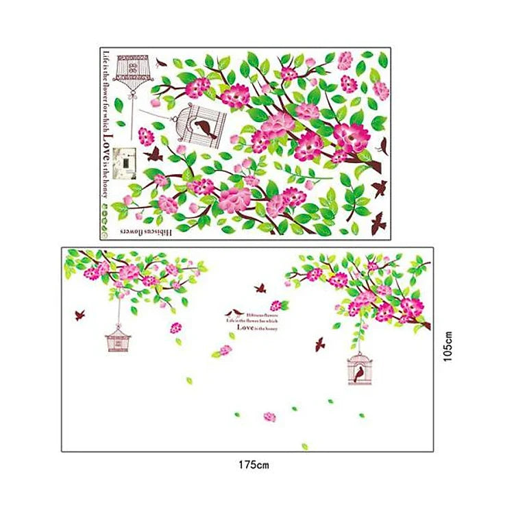 WALLSTICKER 60X90 AY1916A PINK  HIBISCUS WALSTIKER