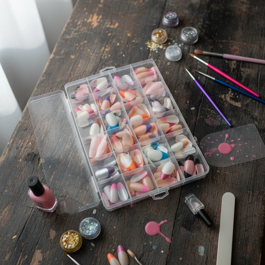 288 Pcs French Nails Set – Multicolor ABS Plastic Nail Tips, Smooth &amp; Even Coverage, Durable, Easy-to-Apply, Perfect for DIY &amp; Professional Manicures