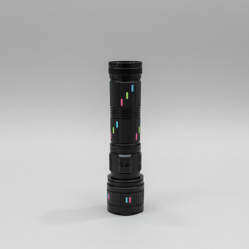 2KM Powerful Zooming Flashligh with 8 lithum cell pure steel waterproof body With Side Work Light &amp; Usb Charging – Ultra-bright Type c charging port