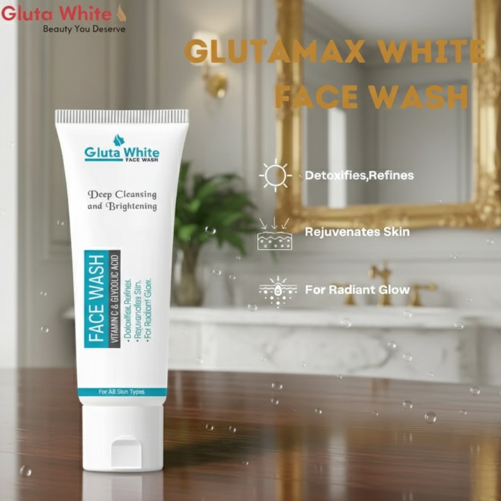 Gluta White Facewash 100ml – Brightening &amp; Deep Cleansing Formula for Clear, Glowing Skin, Gentle on All Skin Types, Daily Use Quality Face Wash