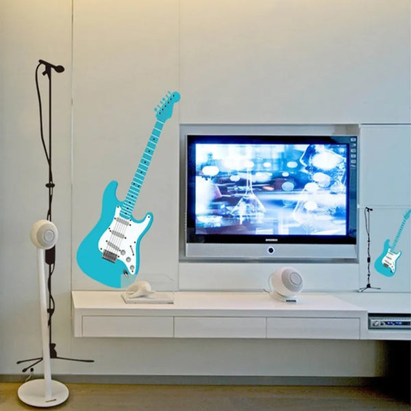 Guitar stickers dance music studio decoration removable wall stickers bedroom cupboard decorate home decor ay9115