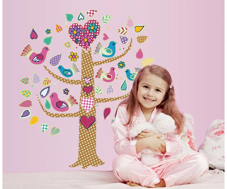 Glow in the Dark Wall Stickers - Tree with Birds  ABQ9617