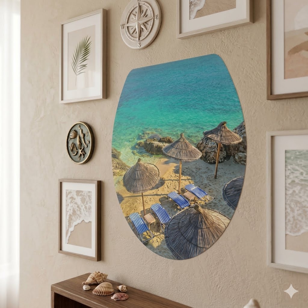 Beach Paradise Wall Sticker – Tropical Ocean View Decal jm917 size 33x37cm