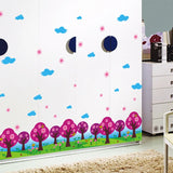Green grass Purple tree Baseboard wall stickers