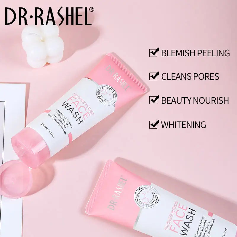DR RASHEL Niacinamide Whitening Fade Dark Spots Face Wash | Brightening Lightening Facial Clean, 100g