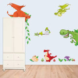 Cartoon Dinosaur Zoo Wall Sticker For Kids Room Bedroom Decoration Mural Nursery Decor Animals Cupboard Self-adhesive Wallpaper size 30x90cm cd002
