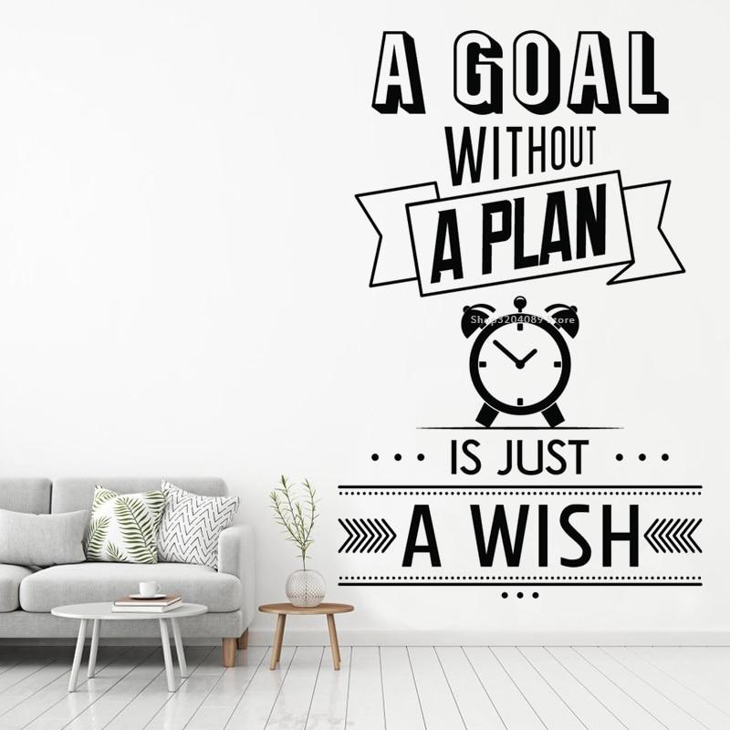 A Goal Without A Plan is just a wish Quote Wall Sticker Office Work Encourage Office Decor Meeting Room Art Word Decal