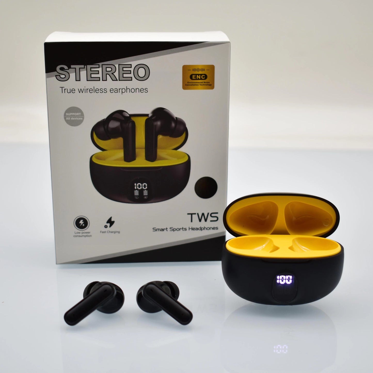 Stereo Wireless Earphones 895B – Bluetooth v5.4, Premium Deep Bass, Waterproof, Dustproof, LCD Display, Long Battery Life