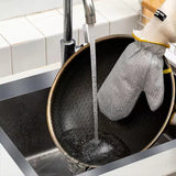 Multipurpose Wire Dishwashing Gloves | Dishwashing Rags for Wet and Dry, Steel Wire Miracle Cleaning Cloth with Glove Shape, Non-Scratch Wire Dish Cloths for Washing Dishes, Kitchen | Anti-heat aluminium gloves