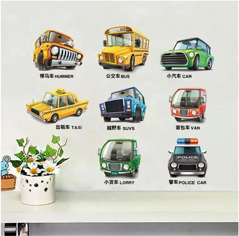 Cartoon car road track creative wall sticker for kids rooms nursery children's room decor on the wall car murals Child gift size 45x30 xh3215