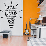 Love Work What You Do Motivational Quotes Wall Sticker Creative Light Bulb Design Office Decor Vinyl Wall Decals Murals