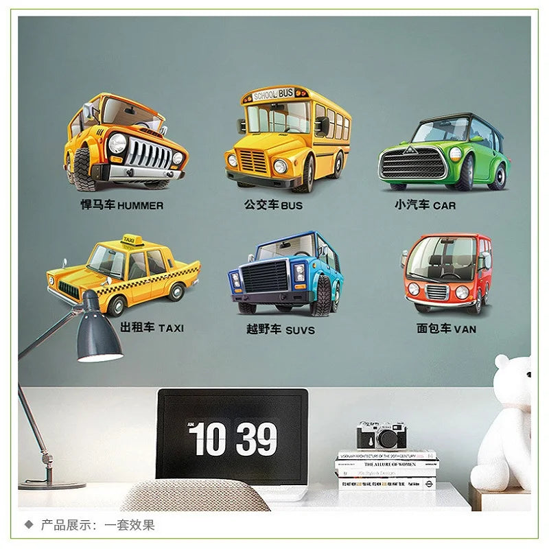 Cartoon car road track creative wall sticker for kids rooms nursery children's room decor on the wall car murals Child gift size 45x30 xh3215
