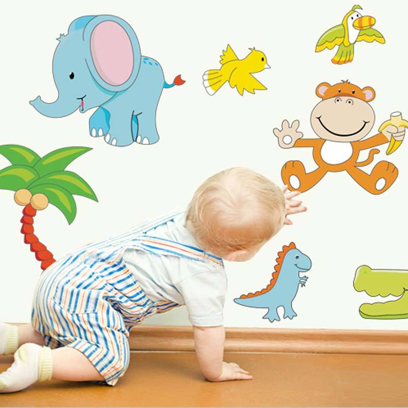 Cartoon Design wall deco sticker Baby Room Wallpaper PVC Sticker Home Decoration Customized removeable kiss Cut decals Sticker size 50x70 xy8052