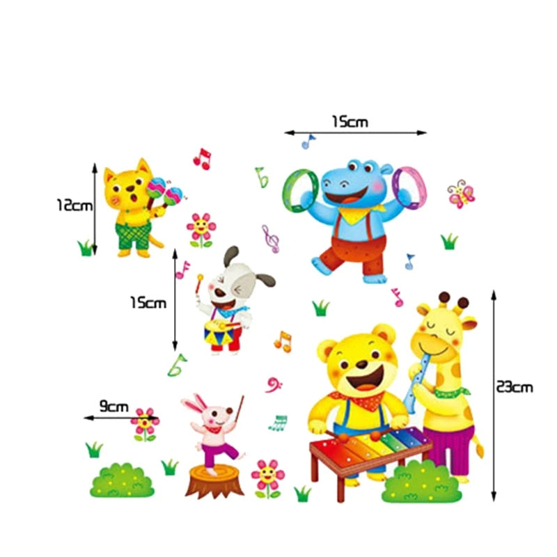 Removable Cartoon Animal Park Children Bedroom, Living Room Glass Wallpaper Stickers-xx