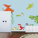 Cartoon Dinosaur Zoo Wall Sticker For Kids Room Bedroom Decoration Mural Nursery Decor Animals Cupboard Self-adhesive Wallpaper size 30x90cm cd002