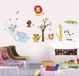 StickieArt Jungle Toons Animal Wall Stickers, Home Decoration DIY Removable Decals for Kids Nursery Bedroom Living Room