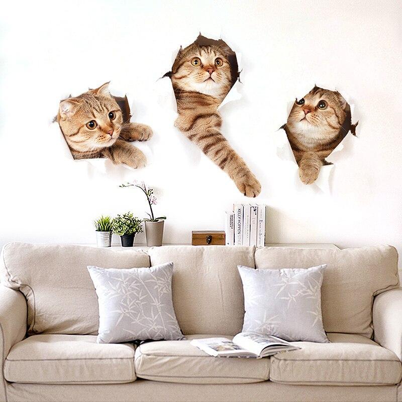 3D Cute Cat Wall Stickers xh6215