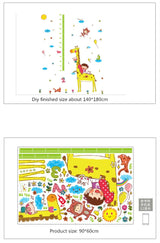 XL8203 Kids room cartoon giraffe measuring height wall sticker cute animal cloud child growth scale sticker baby bedroom decoration