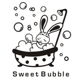 【IKE】Shower Glass Door Stickers Cartoon animal bunny sweet bubble Wall Sticker Cute Waterproof baby Bathroom Decor Wall Art Decals size 27x38 k23