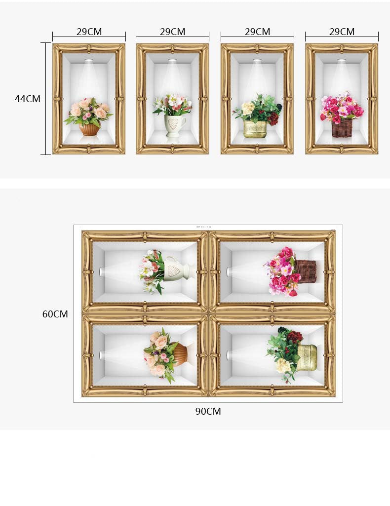 Sk9083 3D Simulation Vase Wall Sticker
