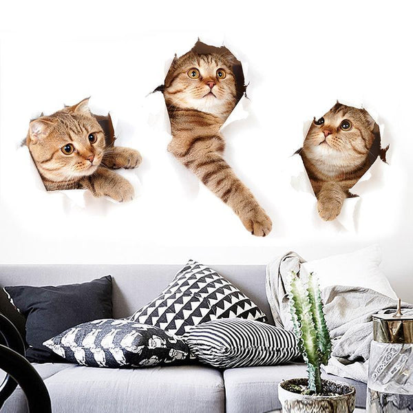 3D Cute Cat Wall Stickers xh6215