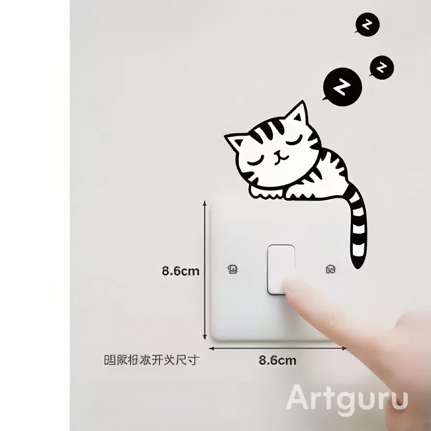 Cartoon Cute Lovely Black Cat Sleep Socket Switch Stickers Vinyl Room Home Decor Removable Wall Decals Self-adhesive Mural