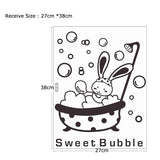 【IKE】Shower Glass Door Stickers Cartoon animal bunny sweet bubble Wall Sticker Cute Waterproof baby Bathroom Decor Wall Art Decals size 27x38 k23