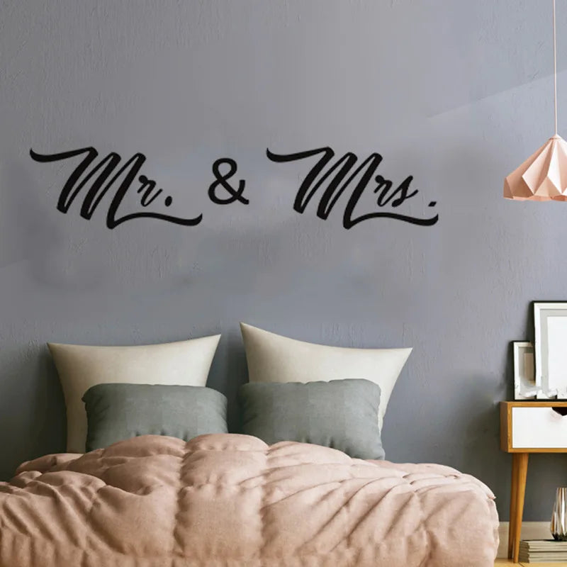【BestGO】1Pc PVC Wall Stickers Mr. & Mrs. Wall Sticker Removable DIY Decal For Living Room Home Wedding Decor size 30x60 dzr2022