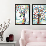 Nordic style creative 3.D removable stickers XL8327 Fantasy Watercolor Deer -Colorful