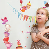 ABC1062 Hand-painted Bird Cartoon Wall Sticker - Multi
