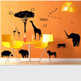 AY9186 African style lion elephant animal wall stickers creative background bar black glass removable,60X90CM sticker