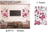 Removable Vinyl Wall Stickers Flowers Living Room TV/Sofa Background Home Decoration Wall Decals 60*90cm JM7151