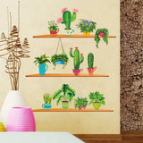 Green Garden Plant Cactus Potted Flower Pot Set 3D DIY Wall Decals/Adhesive Family Wall Sticker Mural Art Bathroom Windows Decor size 60x90 xh9309