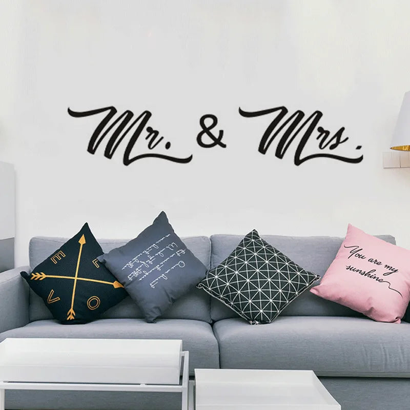 【BestGO】1Pc PVC Wall Stickers Mr. & Mrs. Wall Sticker Removable DIY Decal For Living Room Home Wedding Decor size 30x60 dzr2022