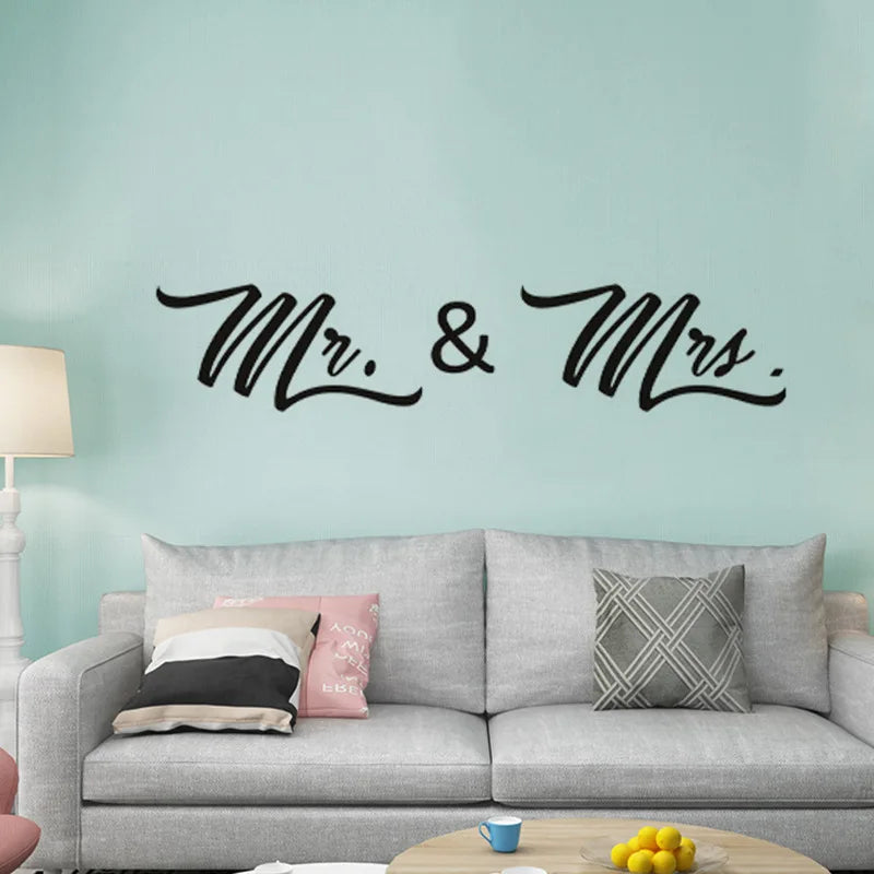 【BestGO】1Pc PVC Wall Stickers Mr. & Mrs. Wall Sticker Removable DIY Decal For Living Room Home Wedding Decor size 30x60 dzr2022