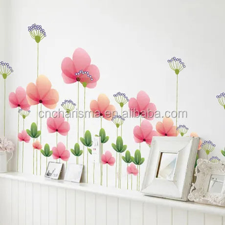 Ay928 China Supplier Removable Beautiful Flower Vinyl Wall Paper Sticker For Room Decoration