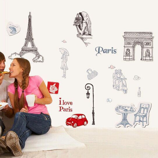 Wall Sticker I Love Paris PVC Wall Paper Removeable Wall Decor Ay9104
