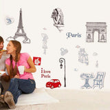 Wall Sticker I Love Paris PVC Wall Paper Removeable Wall Decor Ay9104