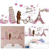 Romantic Paris Love Wall Sticker Eiffel Tower Wall Paper Colorful PVC Wall Decal Removeable Wall Decor – Wall Stickers