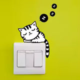 Cartoon Cute Lovely Black Cat Sleep Socket Switch Stickers Vinyl Room Home Decor Removable Wall Decals Self-adhesive Mural