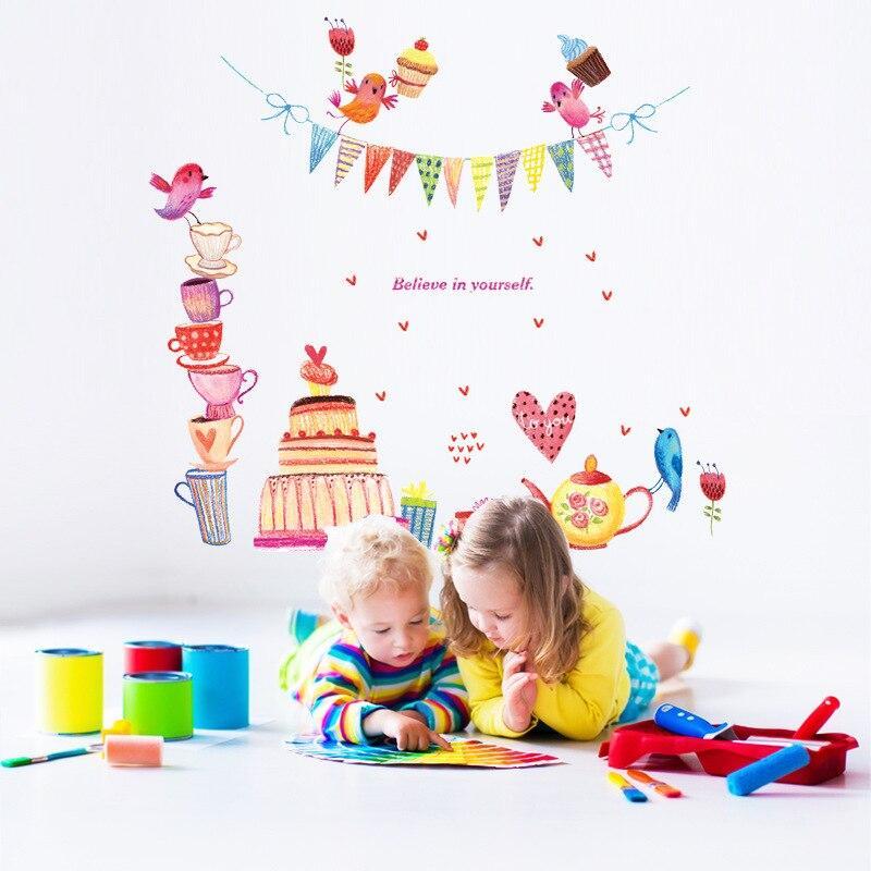 ABC1062 Hand-painted Bird Cartoon Wall Sticker - Multi