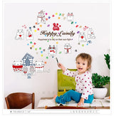 【IKE】Very cute cartoon cat wall sticker PVC Material DIY wall decals For Kids room bedroom kindergarten wall decoration sticker size 50x70 sk7058