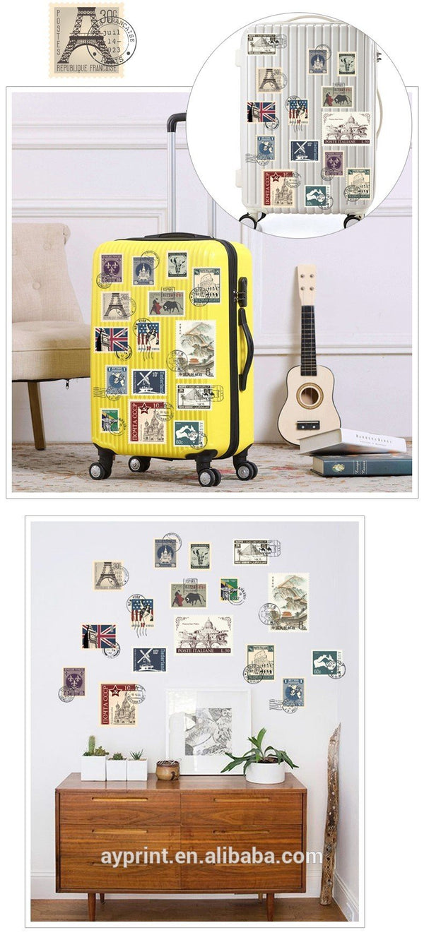SK9169 Travel The World Famous City Home Decorative Removable Wall Decal DIY Travel Stamps Stickers