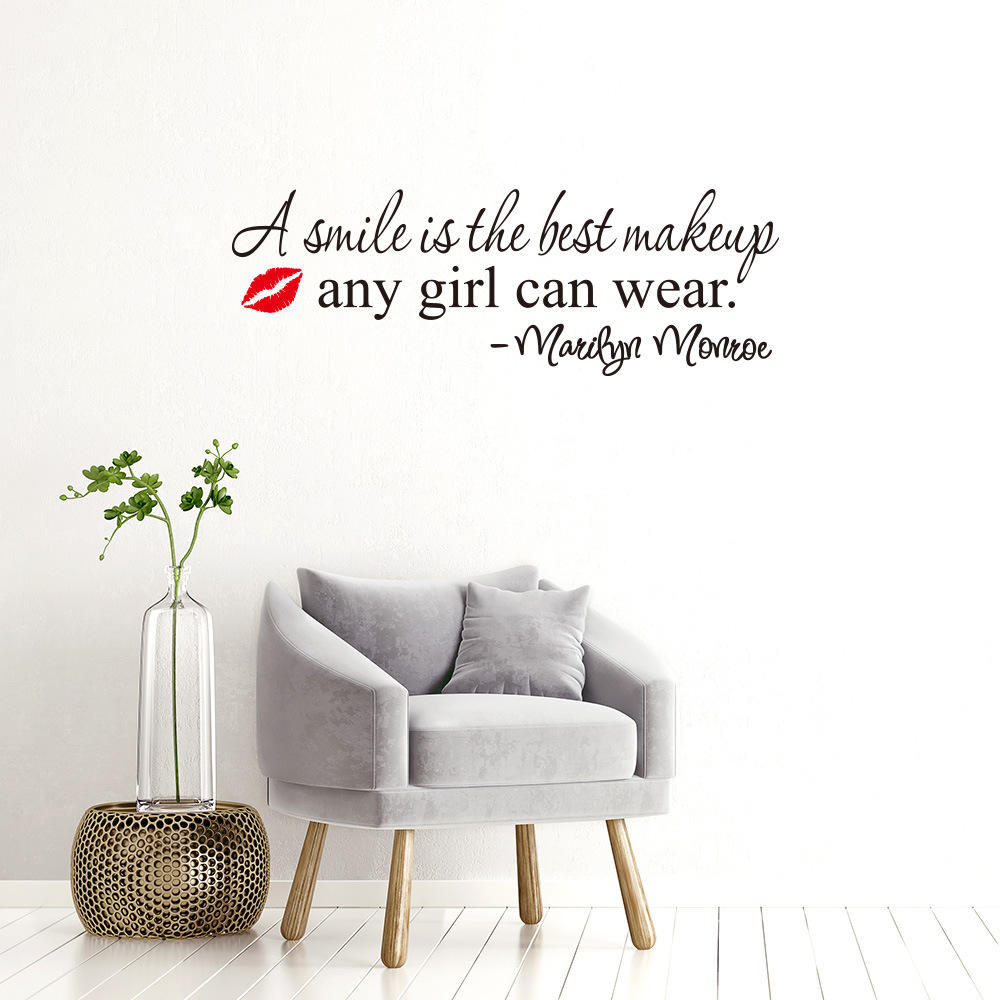 https://brunei.desertcart.com/products/51512188-zooarts-smile-best-make-up-beauty-girls-quote-wall-decal size 25x60 dz002