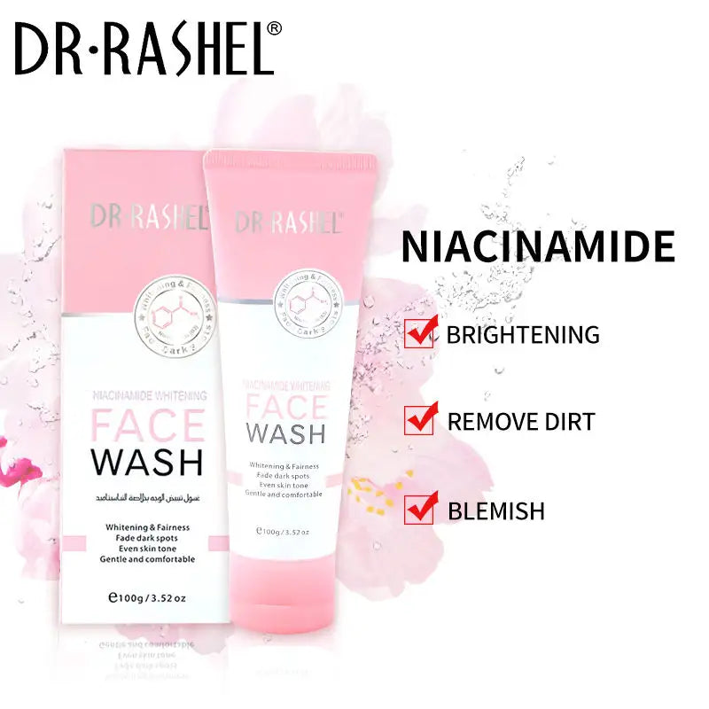 DR RASHEL Niacinamide Whitening Fade Dark Spots Face Wash | Brightening Lightening Facial Clean, 100g