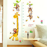 Height Measurement Growth Chart, Giraffe Monkey Printed Wall Sticker, Bedroom Self-adhesive Wallpaper for Kids -Sk9292