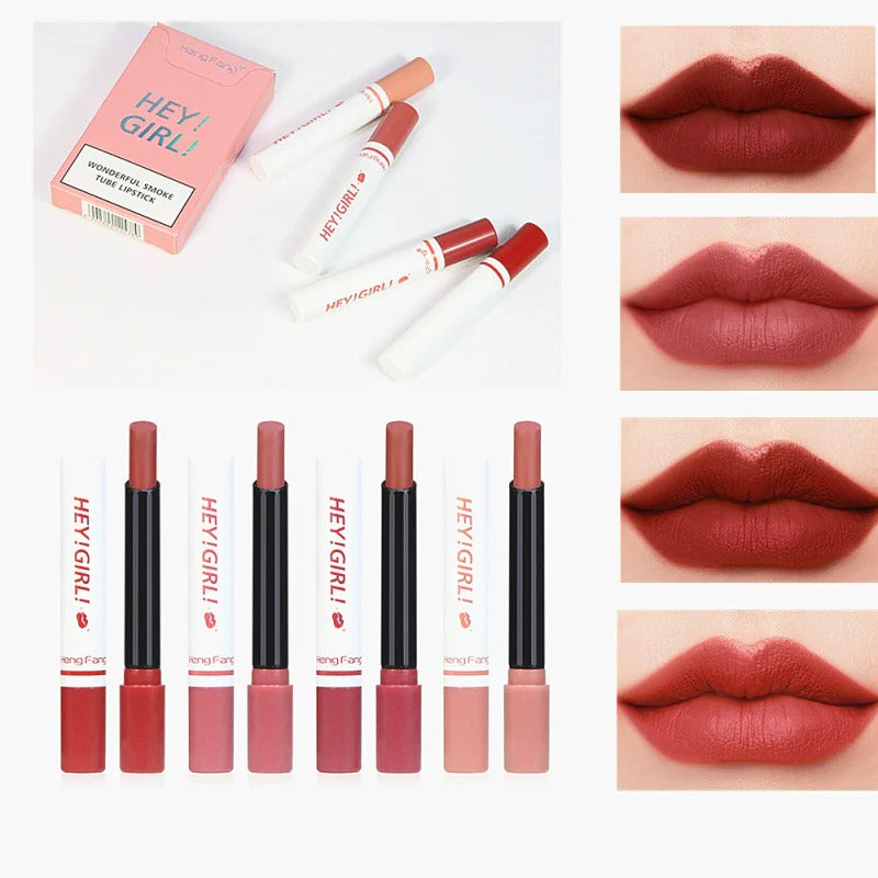 4-in-1 Trending Lipstick Set – Cigarette-Shaped Matte Lipsticks, Long-Lasting, Easy to Apply, Non-Sticky &amp; Fade-Resistant Lip Gloss for Makeup Lovers